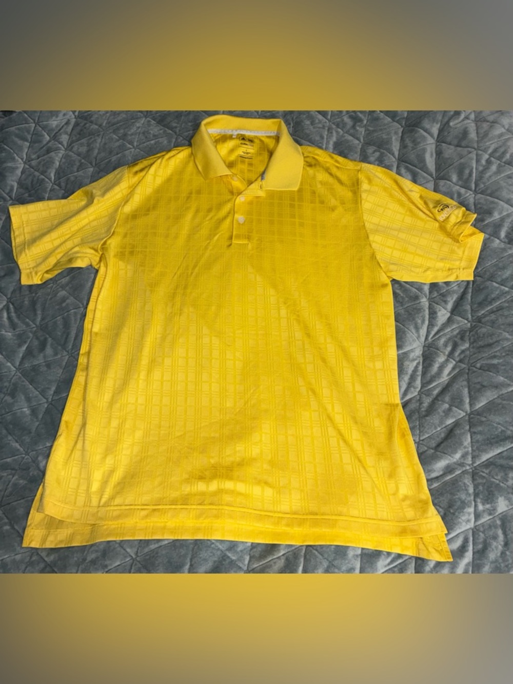 Adidas ClimaCool Polo Shirt Mens Large Yellow Golf Athletic Short Sleeve